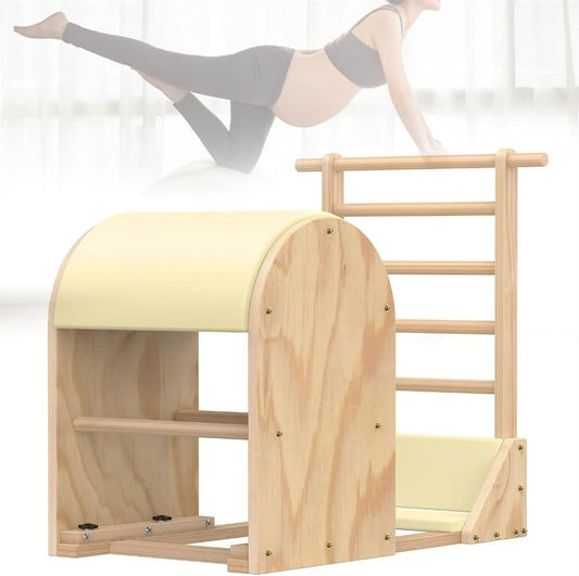 Pilates Ladder Barrel,Pilates Spine Corrector is Designed for People who Work in Offices,Relaxes, Stretches, and Stretches to Make The Spine Soft and Supple- Solid Wood